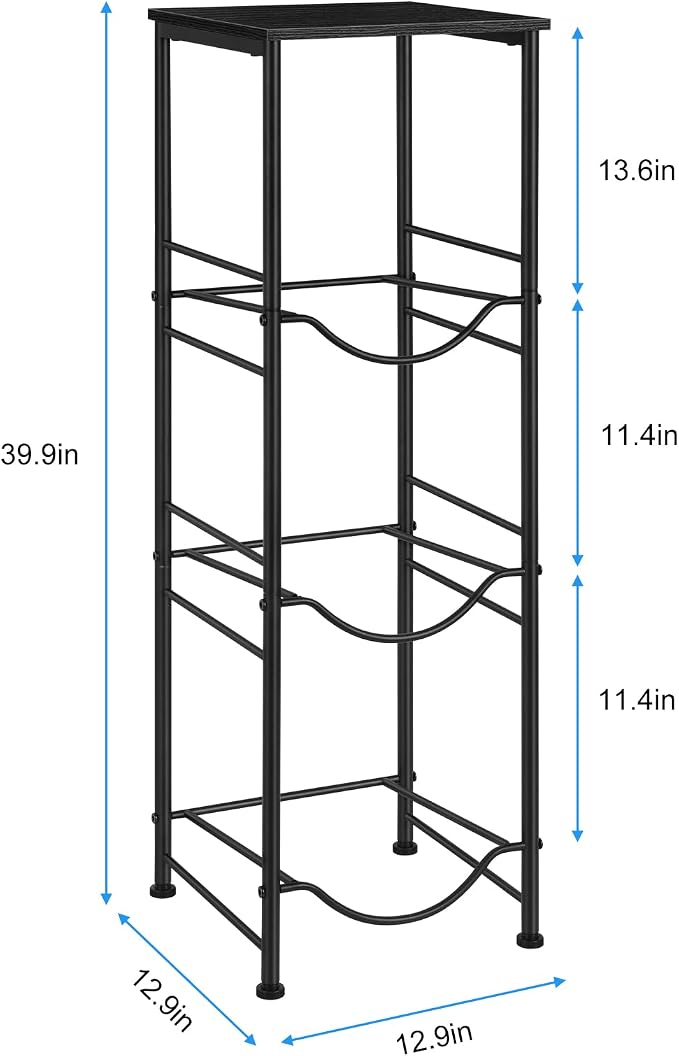 OYEAL Water Jug Holder Stand 5 Gallon Water Bottle Holder Organizer with Shelf, Heavy Duty 3 Tier Water Bottle Storage Rack for Kitchen, Office, Living Room, Black - Image 2