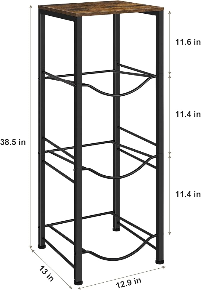 5 Gallon Water Jug Holder 3-Tiers Water Dispenser Stand Rack, Water Bottle Organizer with Storage Shelves for Kitchen Living Room Office, Rustic Brown - Image 2