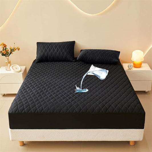 Waterproof Mattress Protector Comfort Bedding,Noiseless King/Queen/Full/Twin Size Mattress Pad Quilted Mattress Cover with Deep Pocket Fitted Up to 11" (Black,Queen)