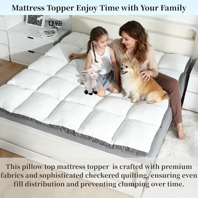 Memory Foam Mattress Topper Twin - Pillow Top Mattress Topper Twin Size, Extra Thick Soft Bed Topper for Dorm & Back Pain Relief, White, Oeko-TEX Certified - 2000GSM