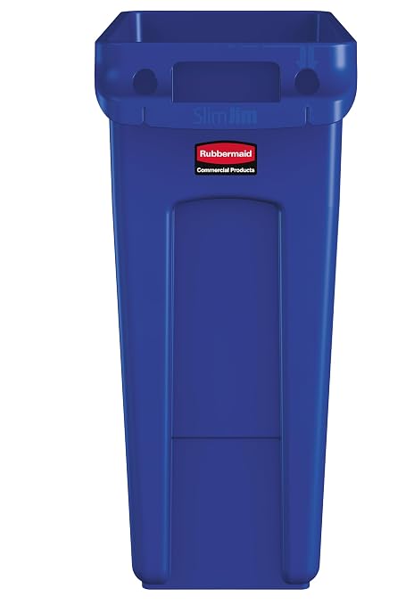 Rubbermaid Commercial Products Slim Jim Trash/Garbage Can with Venting Channels 16-Gallon Blue for Kitchen/Office/Workspace - Image 2