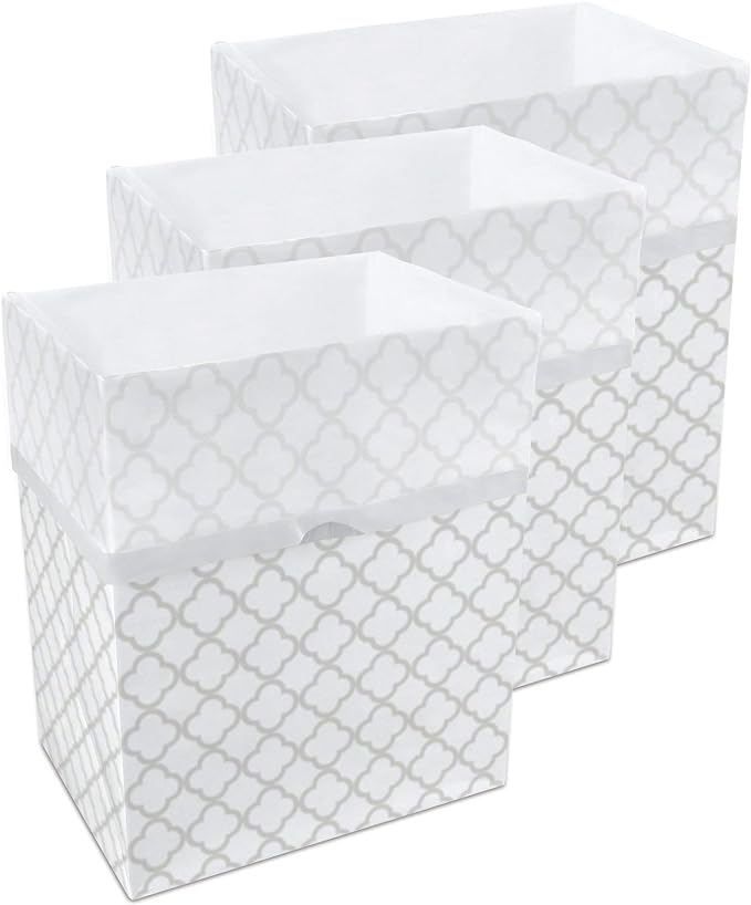 Clean Cubes 13 Gallon Disposable Pop-Up Trash Cans (3-Pack) with Fitted Bags – Foldable Garbage & Recycling Bins for Parties, Events & Kitchen (Trellis, 17" H x 13.5" W x 10" D) by CleanCubes