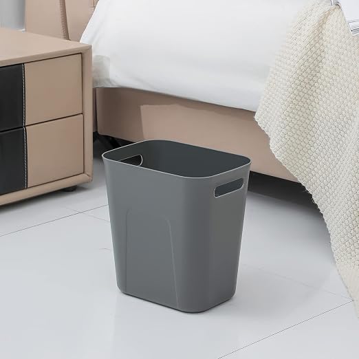 UUJOLY Plastic Small Trash Can Wastebasket, Garbage Container Basket for Bathrooms, Laundry Room, Kitchens, Offices, Kids Rooms, Dorms, 3.5 Gallon (Dark Grey) - Image 2