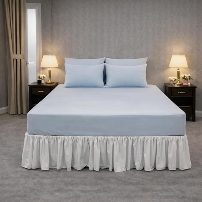 100% Cotton Single Layer Mattress Cover King Size, Elastic Mattress Cover, Stretches Up to 16 Inches Deep, Cozy, Absorbent, Easy to Replace, Machine Washable (6 Colors) (Blue, Twin)