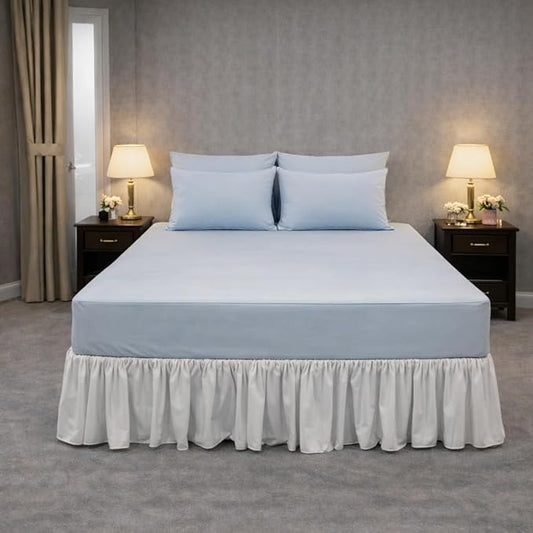 100% Cotton Single Layer Mattress Cover King Size, Elastic Mattress Cover, Stretches Up to 16 Inches Deep, Cozy, Absorbent, Easy to Replace, Machine Washable (6 Colors) (Blue, Full)