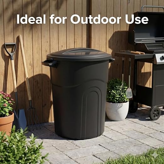 20 Gallon Heavy Duty Trash Can with Secure Click-Lock Lid – Durable All-Weather Plastic Garbage Bin for Outdoor Patio, Garage, Kitchen & Commercial Use – Black Utility Container - Image 5