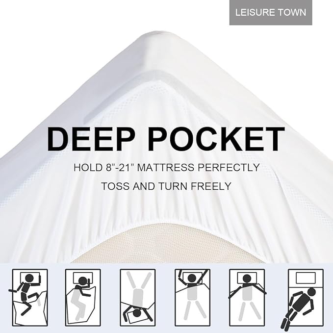 LEISURE TOWN Cotton Mattress Pad Twin Size Fitted Quilted Mattress Cover Pillow Top Mattress Topper Cooling Soft Breathable Mattress Protector with 8-21 Deep Pocket,Machine Washable (39x75 White)