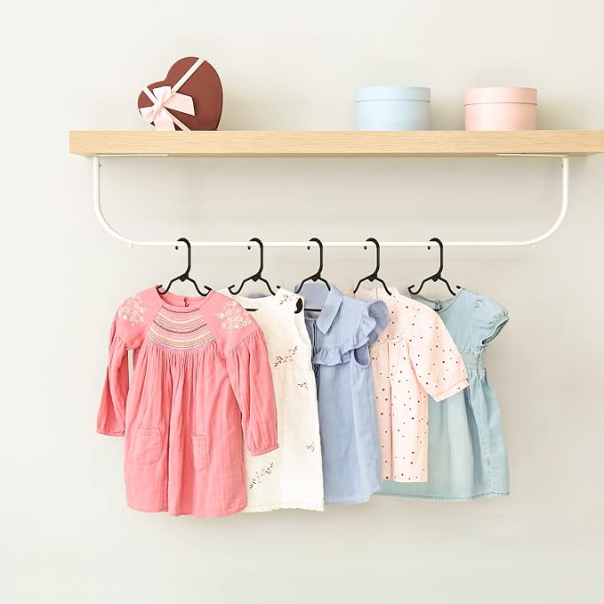 HOUSE DAY Baby Hangers 100 Pack - Durable Plastic Infant & Kids Clothes Hangers, Thin Compact Space-Saving Design for Nursery/Children's Closet, Toddler Small Hangers Black (Infant/Baby/Toddler/Kids) - Image 9