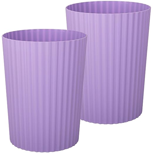 JiatuA Small Trash Can Plastic Wastebasket Round Garbage Container Bin for Bathroom, Kitchen, Bedroom, Home Office, College Dorm, Taro Purple 2 Pack by JiatuA