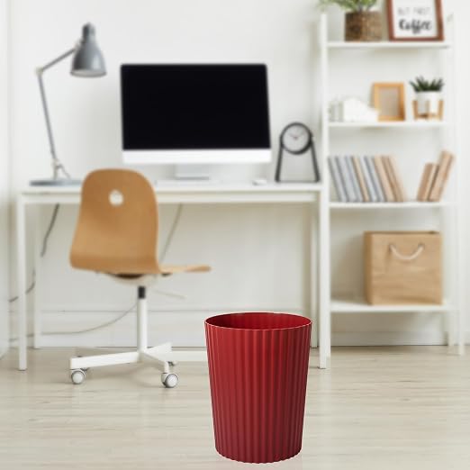 JiatuA Small Trash Can Plastic Wastebasket Round Garbage Container Bin for Bathroom, Kitchen, Bedroom, Home Office, College Dorm, Dark Red - Image 7