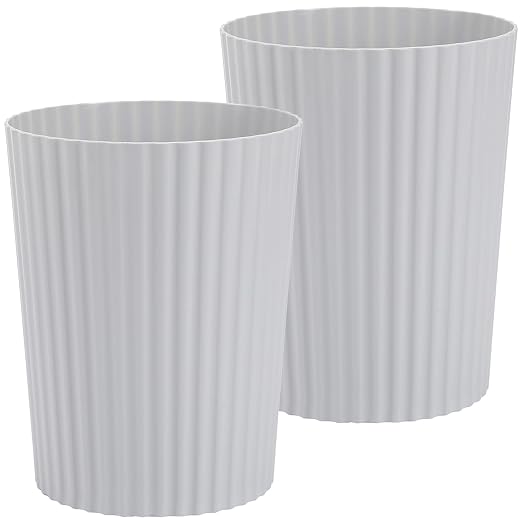 JiatuA Small Trash Can Plastic Wastebasket Round Garbage Container Bin for Bathroom, Kitchen, Bedroom, Home Office, College Dorm, Grey 2 Pack by JiatuA