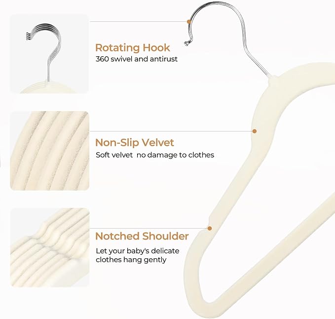 GoodtoU Kids Hangers Velvet 50 Pack 14" - Kids Felt Hangers Non Slip Toddler Hanger Childrens Hanger for Kid - Image 3