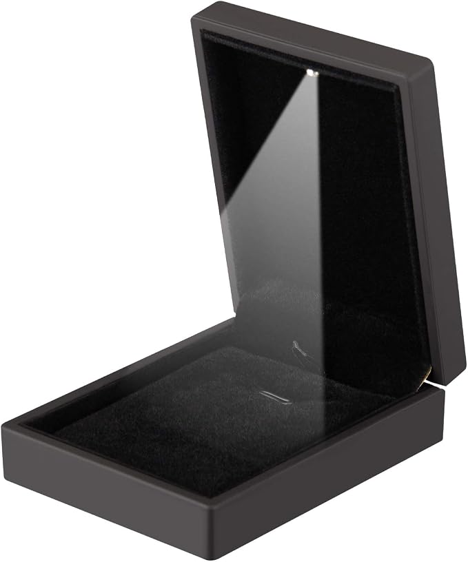 LED Light Pendant Necklace Gift Box, Velvet Jewelry Storage Display Case for Proposal Engagement Wedding Anniversary Birthday Valentine's Day (Black) - Image 2