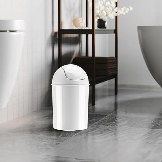 Umbra Mini 1-1/2-Gallon Swing-Top Waste Can, White - Image 3