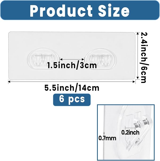 6 Pack Shower Caddy Adhesive Replacement, Shower Shelf Strong Adhesive Hooks, No Drilling, Transparent WaterProof Strips for Bathroom Shelves and Soap Holder - Image 5