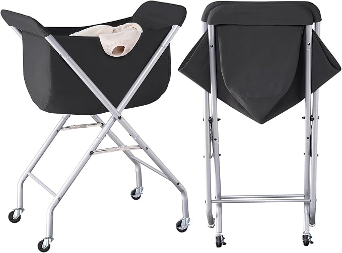 ELYKEN Laundry Cart with Wheels, 32”H Easy Rolling Laundry Hamper with Removable Liner Bag, Sturdy Metal Frame Clothes Basket with 4 Casters and 2 Brakes - Image 9