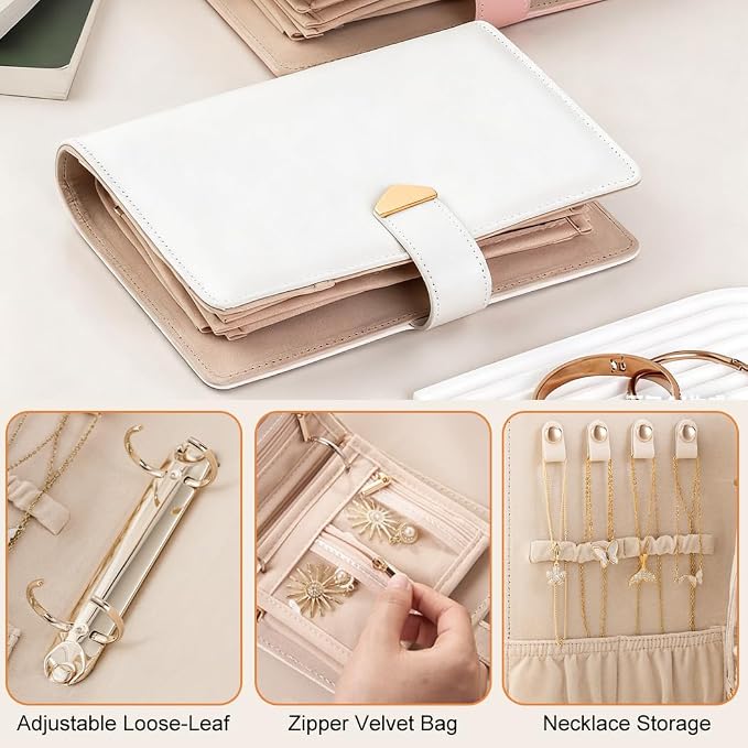 Travel Jewelry Organizer - Waterproof Leather Portable Jewelry Case for Women with Transparent PVC & Suede Lining, Compact Jewelry Storage for Earrings Necklaces Rings - Image 4