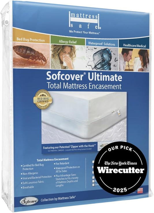 Sofcover® Ultimate Mattress Encasement- California & Hotel King, 72x80-84x9-15(D), Waterproof, Hypoallergenic, Certified Bed Bug Protection, Breathable, Protective Barrier from Stains