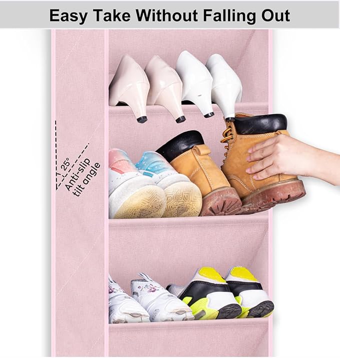 SLEEPING LAMB Over The Door Shoe Organizer for Closet, Kids Sneaker Storage for Hanging Shoe Rack for Door with Large Deep Pockets for Toddler, Girl, Baby Room Decor, Pink - Image 5