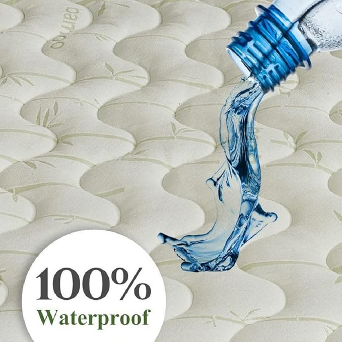 Waterproof Jacquard and Viscose derived from Bamboo, Blend Fitted Topper, Twin XL Mattress Pad by Royal Hotel
