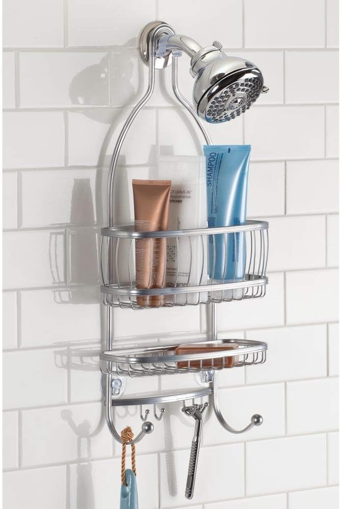 iDesign Metal Extra-Wide Hanging Shower Caddy, The York Collection – 10" x 4" x 22", Silver - Image 4