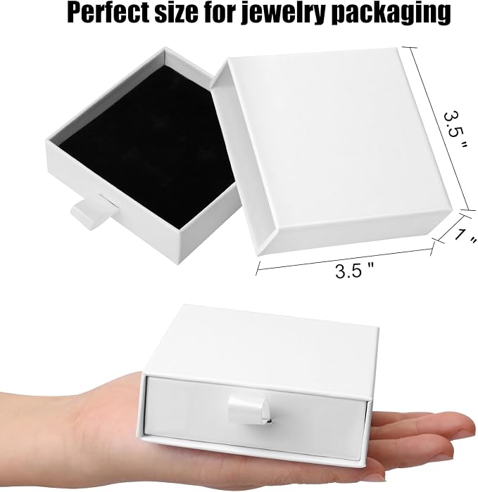 Cardboard Jewelry Boxes, 5 Pack 3.5×3.5x1Inch Jewelry Gift Boxes, Bulk Cotton Filled Small Jewelry Boxes with Lids for Necklace Ring Earring Display Box (White) - Image 2