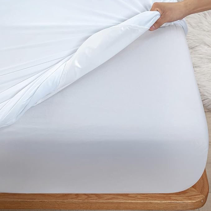 Waterproof 32-34 Split Top King Mattress Protector for Adjustable Bed Flex Head Fitted Sheet Style with Elastic Deep Pocket Mattress Cover Split Top King