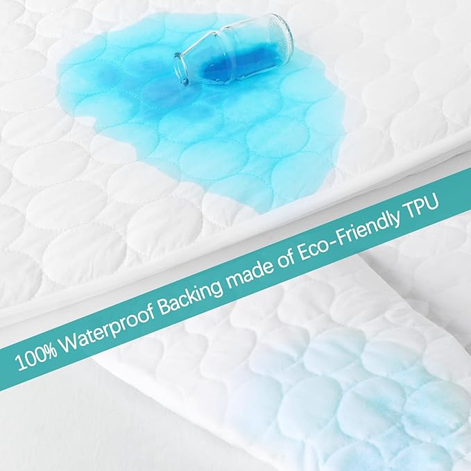 Mini Crib Mattress Protector Sheets Waterproof 4 Pack, Quilted Pack and Play Mattress Pad Cover Fits for Mini Crib/Playen/Pack and Play Mattress, White, 38"x24"