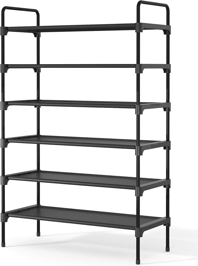 Kitsure Shoe Rack for Closet, Sturdy and Long-Lasting Shoe Shelf, Shoe Rack for Entryway, Personalized DIY Shoe Organizer, Shoe Rack Organizer for Space-Saving, 27.6" x 11.8" x 43.3", Black by Kitsure