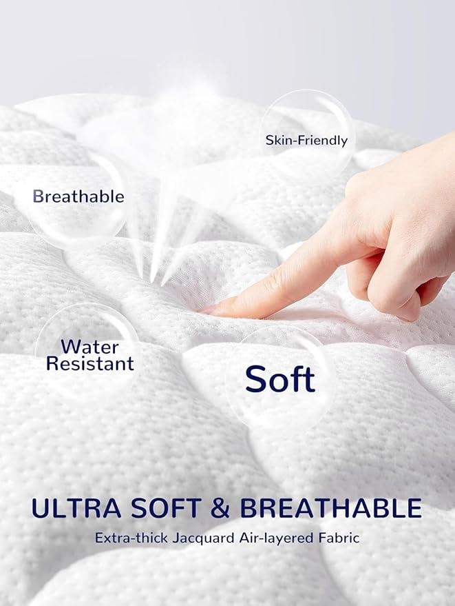 SLEEP ZONE Waterproof Crib Mattress Protector Pad - Quilted, Fitted Baby Mattress Cover 28"x52" - Soft Breathable Toddler Mattress Pad Noiseless Infant Bed Topper - Deep Pocket 14", White