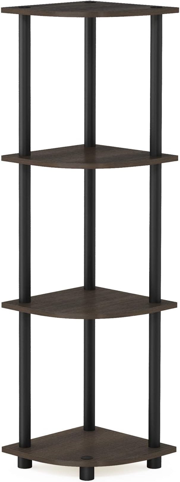 Furinno TURN-N-TUBE Corner Shelf, 4-Tier Corner Bookshelf, Display Storage Shelves with Open Shelves, for Organization and Storage, Living Room, Home Office, Garage, Dark Brown Grain - Image 6