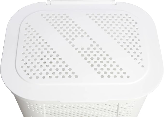 24" Plastic Hinged-Lid Rectangle Laundry Hamper, All Ages, White - Image 5