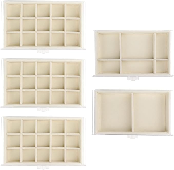 Watpot Acrylic Jewelry Box with 5 Drawers, Clear Earring Storage Organizer Display Case for Women Girls, Beige - Image 4