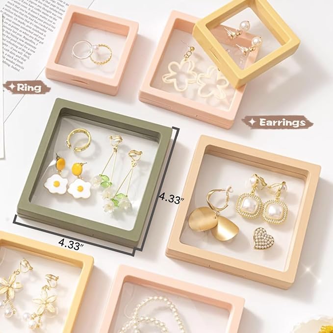 12PCS 3D Floating Frame Display Stand, Jewelry Box, Gift Box, Ornament Organizer, Small Travel Jewelry Box, PE Film Anti-Oxidation, Suspended Display Box Stackable (4.33 * 4.33, Type 5) - Image 6