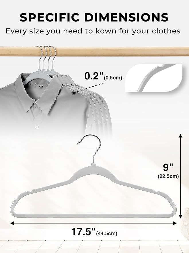 SMARTOR Plastic Hangers 50 Pack, Thin Hangers with 360° Swivel Hook, Non-Velvet Hanger Heavy Duty Clothes Holders for Closet - Durable Adult Hanger, Space Saving Hangars - Gray - Image 7