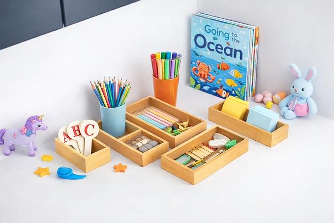 5-Piece Bamboo Drawer Organizer Set – Versatile Storage Trays for Kitchen, Bathroom, Office, Makeup, Jewelry & More – Drawer Dividers, Utensil Organizer & Storage Bin Set (5 Pieces) - Image 9