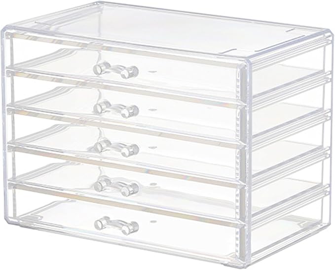 YUFONG Earring Storage Box Organizer 5 Drawers Jewelry Organizer Acrylic Jewelry Storage Box Holder Compartment Transparent Display Storage Case Gift for Women Girls (5 Grids) by YUFONG