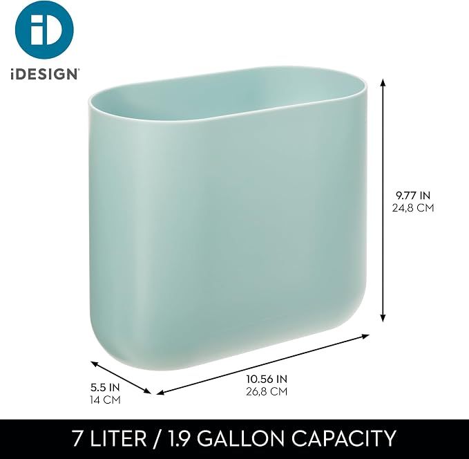 iDesign Small Slim Plastic Bathroom Trash Can, Garbage Can for Bedroom, Office, Desk, Dorm, 2-Pack, Blue - Image 4