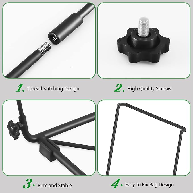 FEED GARDEN Trash Bag Holder, Outdoor Metal Leaf Bag Holder Stand, Garbage Bag Frame Holder for 30-45 Gallon Bags for Leaves, Camping, Yard Weeding, Lawn Party - Image 6