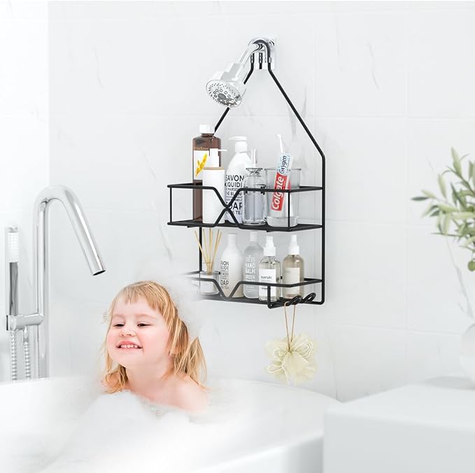 TreeLen Shower Organizer Hanging Shower Caddy over Shower Head Black Bathroom Hanger for Shampoo Razor Soap - Image 5