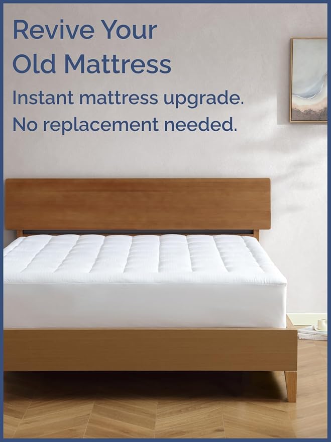 Mattress Pad King Size – Quilted Fitted Mattress Protector – Cotton Pillow Top Cover w/ 8-16" Deep Pockets – Thick, Comfy & Plush – Cooling, Breathable & Noiseless – Machine Washable – 78 x 80 (White)