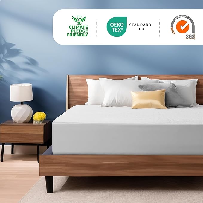 TASTELIFE California King Mattress Protector- 100% Waterproof Fitted with Deep Pocket Mattress Cover - Breathable Noiseless Waterproof Washable Mattress Protector - Vinyl Free (White)