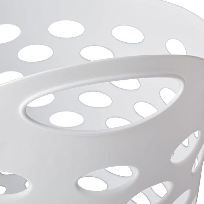 2 BUSHEL Flexible Laundry Basket,Tall plastic hamper for Clothes, Bedroom, and Storage - Portable Round Bin with Carry Handles 17.75" x 17.25" x 26", White (3) - Image 3