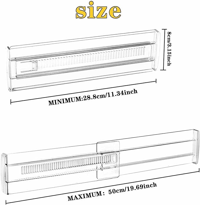 4 Pcs Drawer Dividers for Clothes, 3.15" High 11.34"-19.69" Adjustable Expandable Dresser Drawer Organizer, Clear Plastic Separators for Dresser, Baby Clothing (4, clear) - Image 2