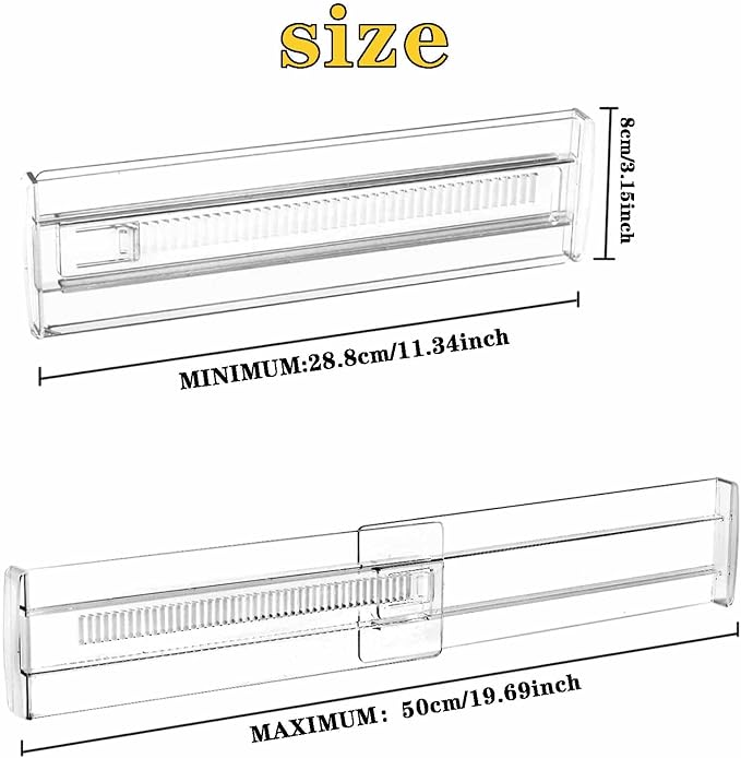 12 Pcs Drawer Dividers for Clothes, 3.15" High 11.34"-19.69" Adjustable Expandable Dresser Drawer Organizer, Clear Plastic Separators for Dresser, Baby Clothing (12, clear) - Image 5