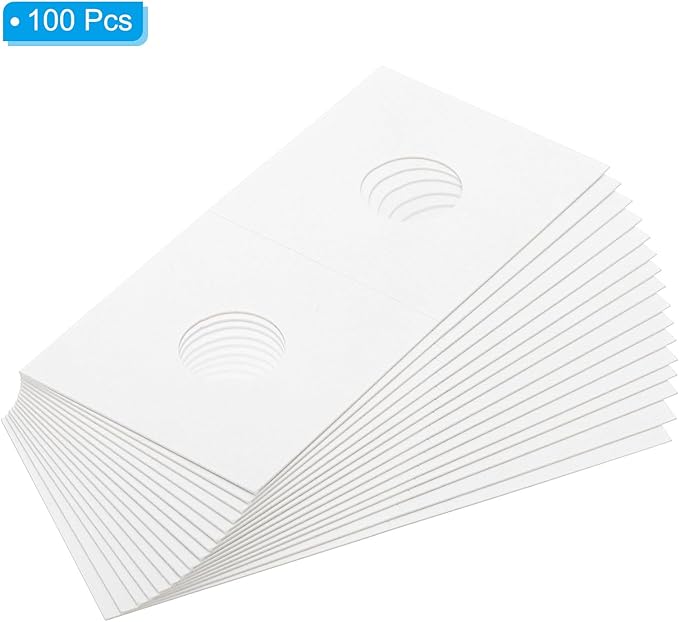 PATIKIL 2 x 2 Coin Flips, 100 Pack 17.5mm Cardboard Coin Holder Paper Coin Holders for Coin Collection Supplies Collector, White