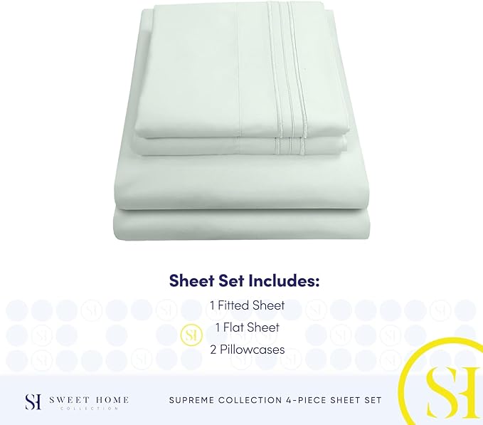 Full Size Sheet Sets - Breathable Luxury Sheets with Full Elastic & Secure Corner Straps Built In - 1800 Supreme Collection Extra Soft Deep Pocket Bedding Set, Sheet Set, Full, Mint