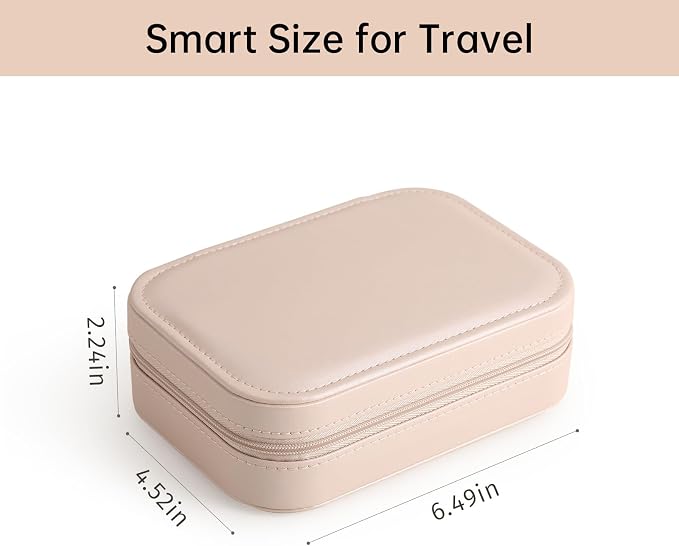 CASEGRACE Travel Jewelry Case, Double Layer Travel Jewelry Organizer for Necklace Earring Rings Jewelry Display Case for Women, Pink - Image 4