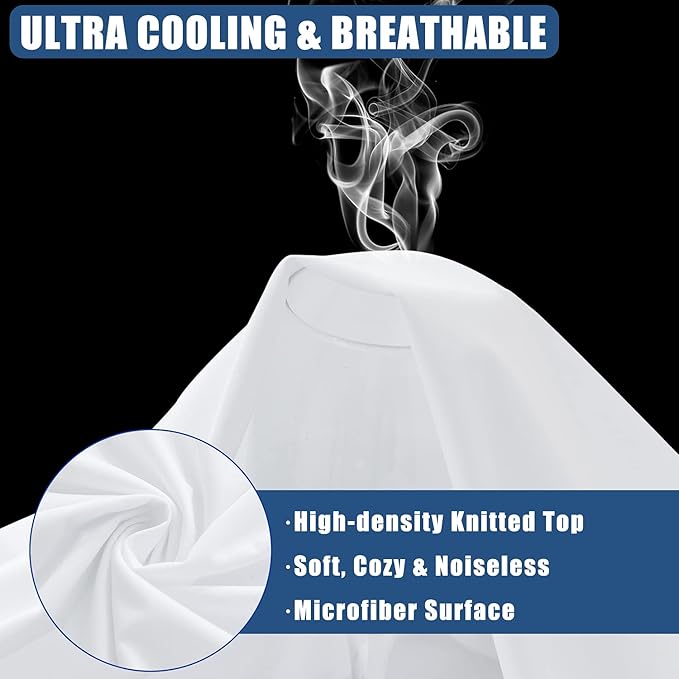 Waterproof Mattress Protector Queen Size, Breathable Mattress Cover, Fitted Deep Pocket Mattress Pad Cover Stretches up to 21 Inches, Soft Noiseless Bed Cover