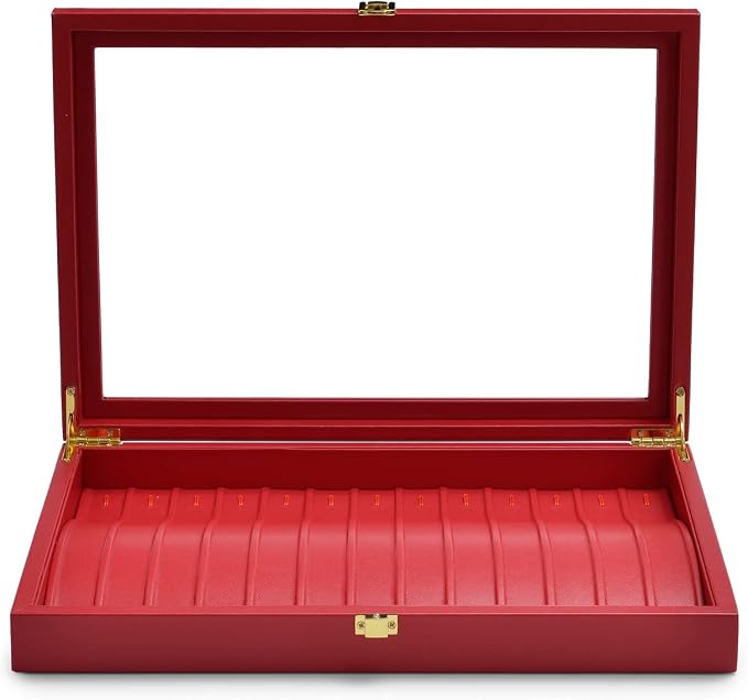 Oirlv Luxury Leather Necklace Bracelet Organizer Tray with Acrylic Lid Jewelry Display Case Drawer Insert Jewelry Organizer for women by Oirlv